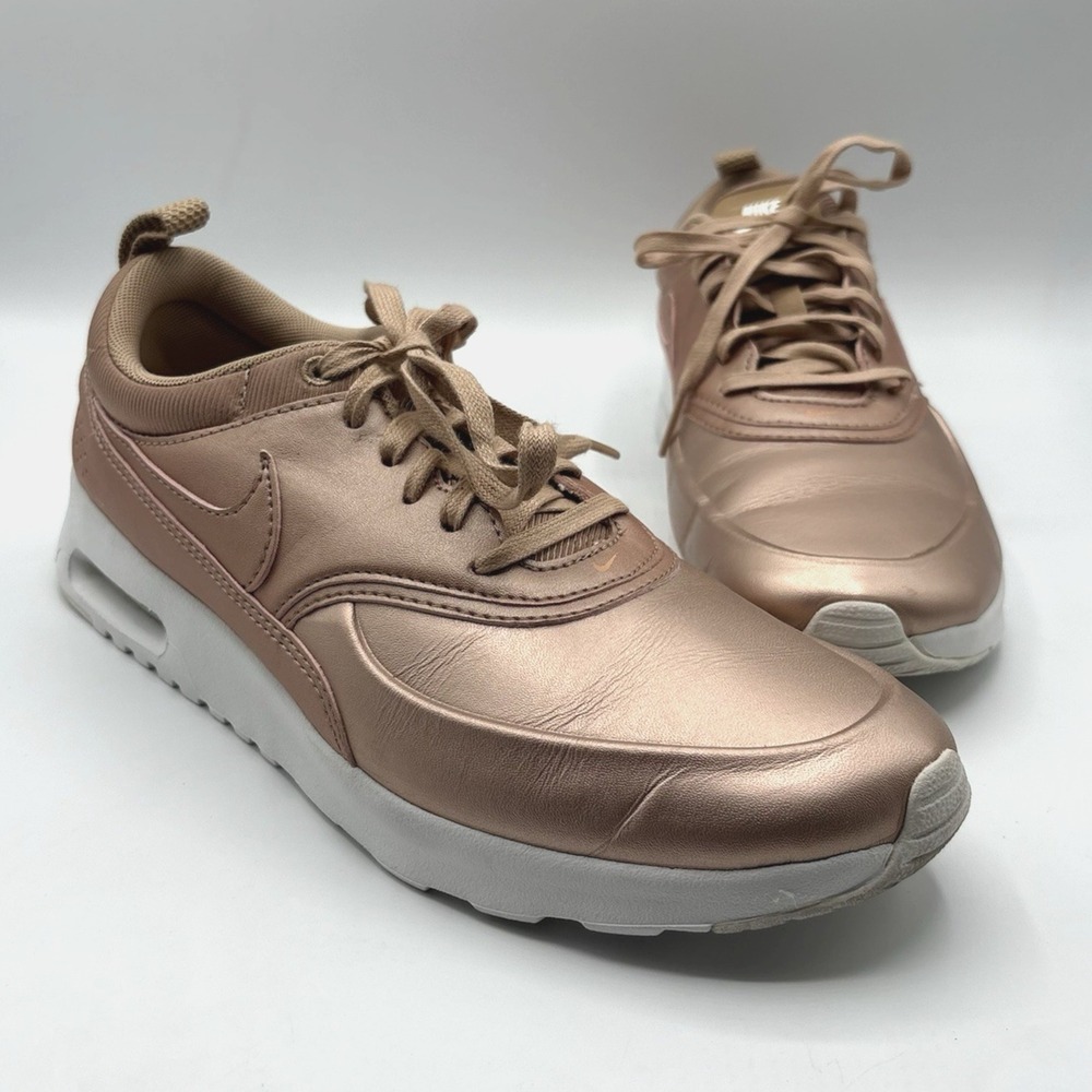 NIKE Air Max Thea Sneaker Women's Size US 9 Metallic Rose Gold Leather Shoes